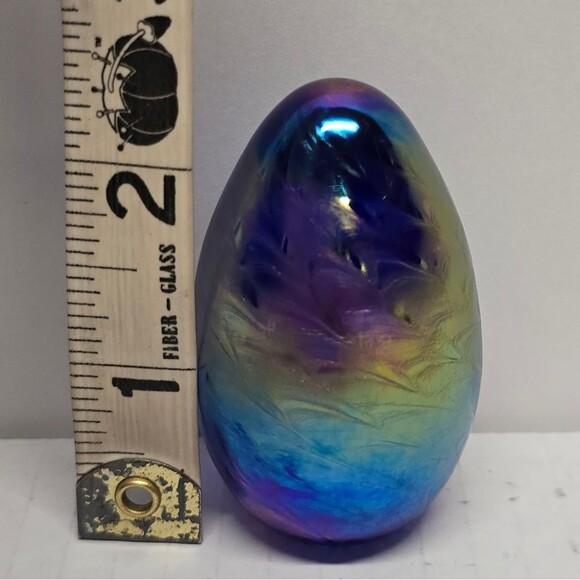 Mount St. Helen Egg Paperweight Marked MSH 95 Iridescent blue purple Vintage 90s - Picture 5 of 8